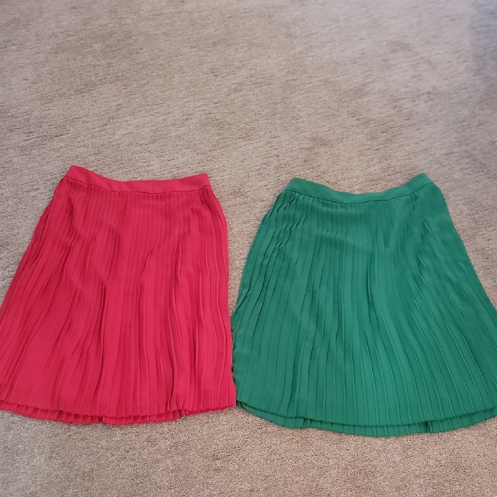 J. Crew Pleated Skirt Set - Red and Green